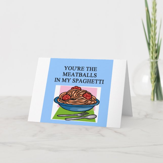 Tarjeta Festiva Amantes de las MEATBALLAS y del spahgetti (Anverso)