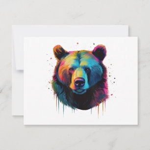 Tarjeta Festiva Amantes de osos grizzly Pop Art Gran oso grizzly