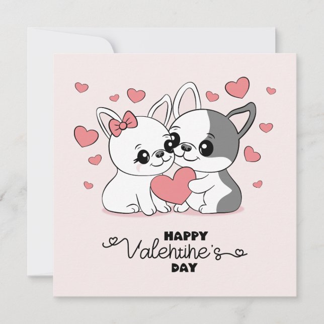Tarjeta Festiva Amantes del Bulldog Personalizado se alegran el dí (Anverso)