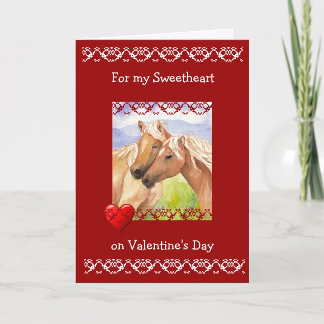 Tarjeta Festiva Amantes del caballo El día de San Valentín y queri (Anverso)