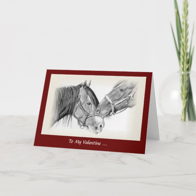 Tarjeta Festiva Amantes del caballo: San Valentín, caballo por ahí (Anverso)