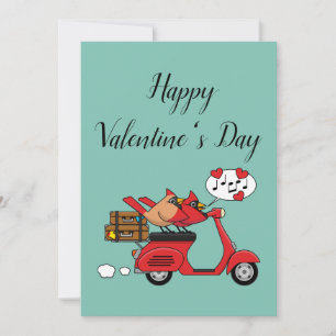 Tarjeta Festiva Amantes del Cardenal Rojo en Scooter