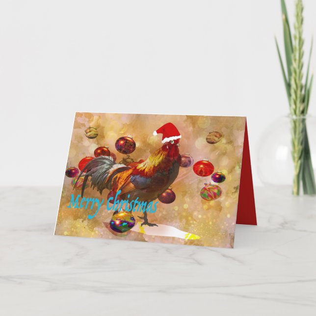 Tarjeta Festiva Amantes del pollo Navidades (Anverso)