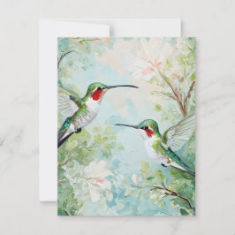 Tarjeta Festiva Amantes Hummingbirds pintados