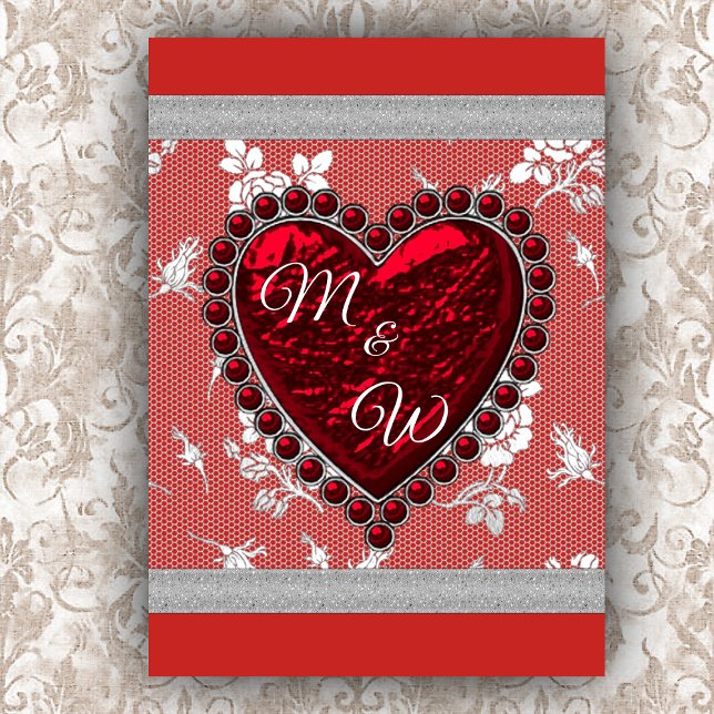 Tarjeta Festiva Amantes Monograma Valentine Heart (Subido por el creador)
