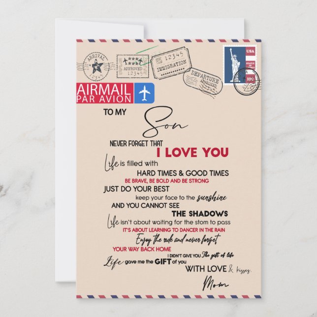 Tarjeta Festiva Amar a hijo | A Mi Hijo Nunca Olvidé Que Te Amo (Anverso)