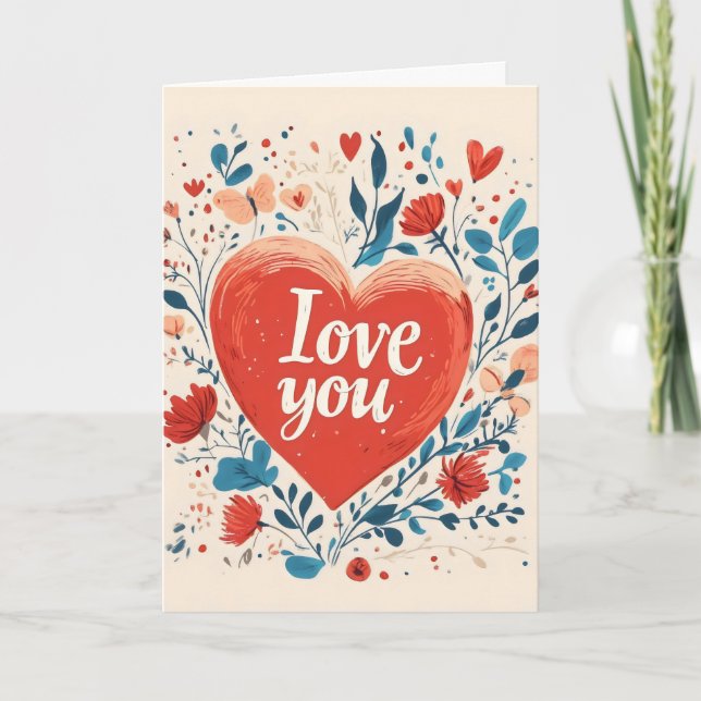 Tarjeta Festiva Amar a la gente amar al corazón (Anverso)