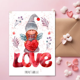 Tarjeta Festiva Amar a Lady Gnome con Heart Valentine