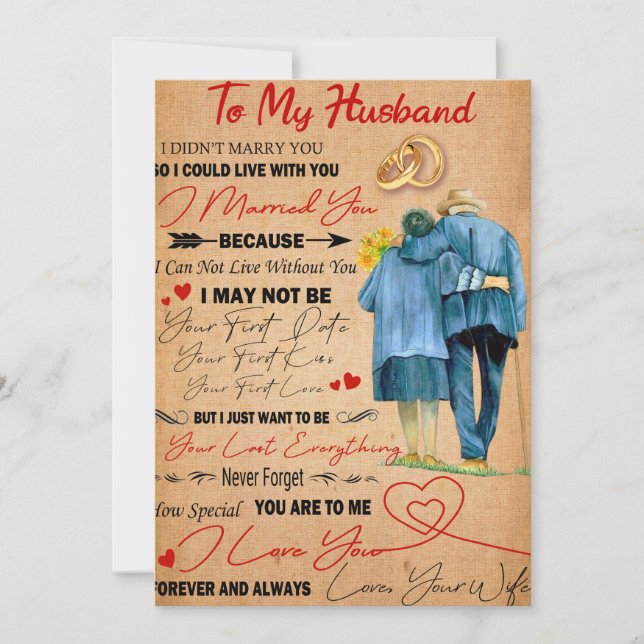 Tarjeta Festiva Amar al marido | Carta A Mi Esposo Te Amo (Anverso)