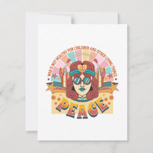 Tarjeta Festiva ¡Amar los 60 y la paz! La guerra no es saludable p