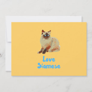 Tarjeta Festiva Amar los gatos siameses