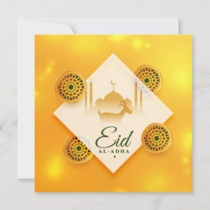 Tarjeta Festiva Amarillo de la mezquita de cabra Ornamental Eid ul