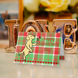 Tarjeta Festiva Amarillo Labrador Tiny Heart Flower Valentine