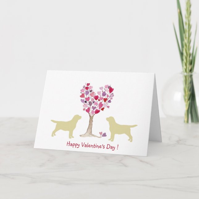 Tarjeta Festiva Amarillo Labrador Valentine (Anverso)