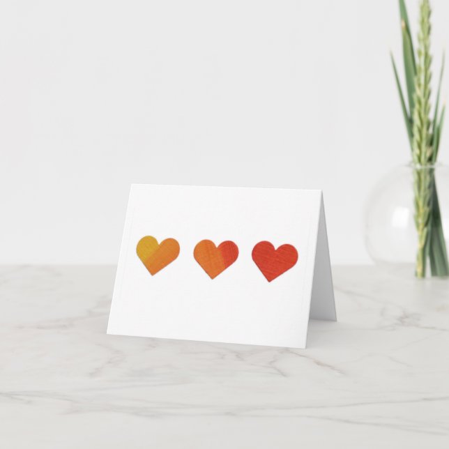Tarjeta Festiva Amarillo, naranja, corazones rojos (Anverso)