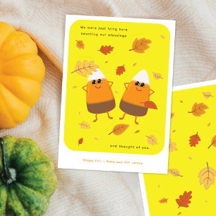 Tarjeta Festiva Amarillo   Pareja de Maíz de Caramelo de Chocolate