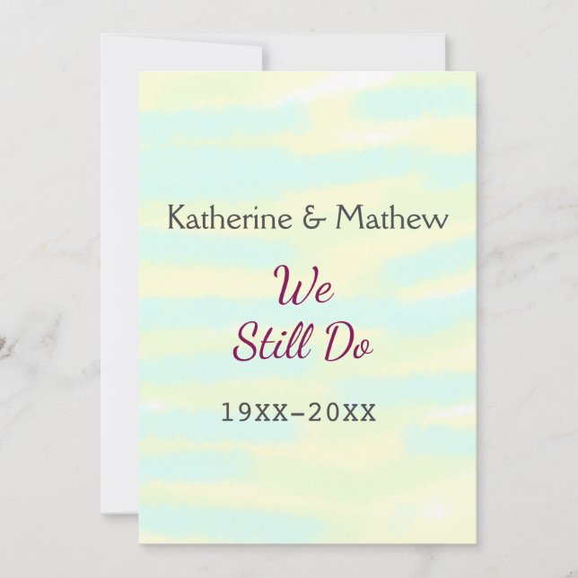 Tarjeta Festiva Amarillo verde Votos aniversario de renovación de  (Anverso)