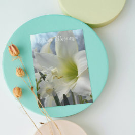 Tarjeta Festiva Amaryllis y Narcisos Religioso Pascua