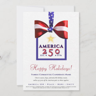 Tarjeta Festiva América 250 Patriótico Calendario Campaña 2026