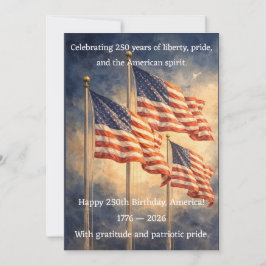Tarjeta Festiva America 250th Birthday Fireworks Patriotic Card