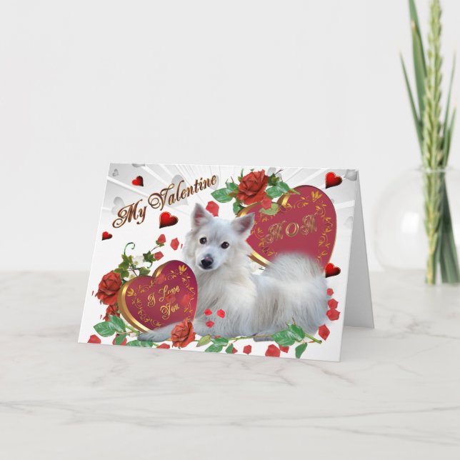 Tarjeta Festiva American Eskimo Valentine MOM (Anverso)