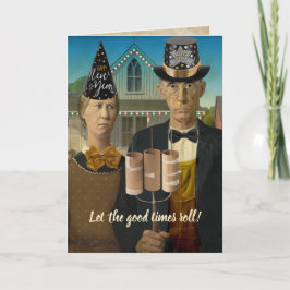 Tarjeta Festiva American Gothic Feliz Año Nuevo sin la drama del 2