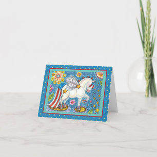 TARJETA FESTIVA AMERICANA WHIMSYNICKER PATRIOTIC PONY BONITO