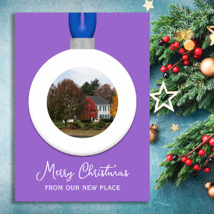 Tarjeta Festiva Amethyst Address Change Navidades Ornamento fotogr