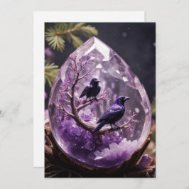 Tarjeta Festiva Amethyst Crystal - Crows Ravens Navidades