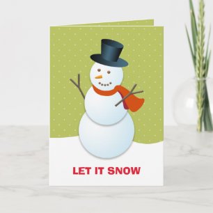 Tarjeta Festiva Amigable hombre de nieve norte polo verde no foto