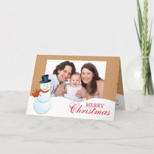 Tarjeta Festiva Amigable muñeco de nieve Navidades marrones del po