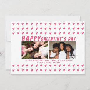 Tarjeta Festiva Amigas del Día de Galentine con Corazones Rosas 2 