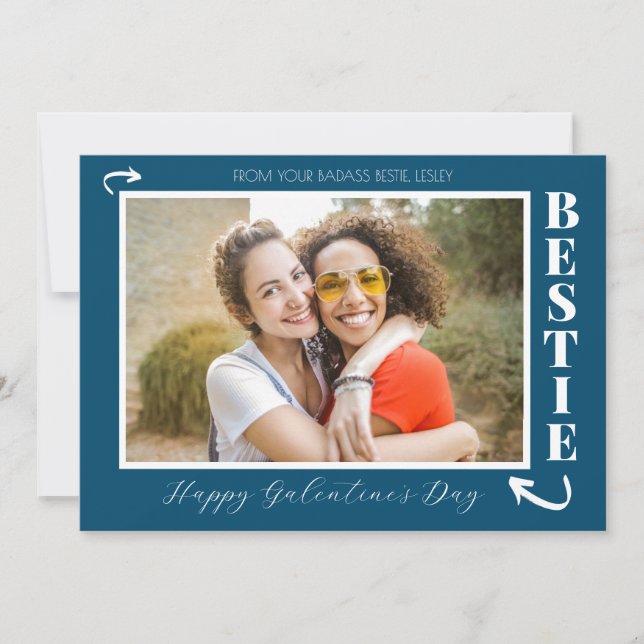 Tarjeta Festiva Amigas modernas foto de Galentine's day Mejor amig (Anverso)