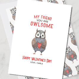 Tarjeta Festiva Amigo Búho Adorable Día de San Valentín