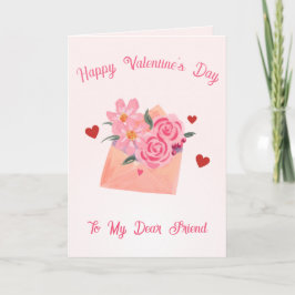 Tarjeta Festiva Amigo cristiano - San Valentín de flores acuarela