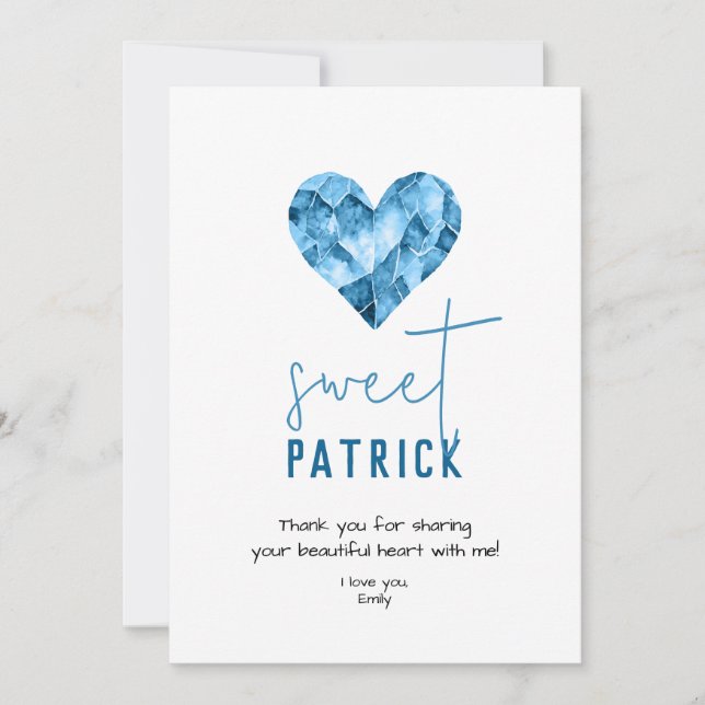 Tarjeta Festiva Amigo dulce con corazón azul (Anverso)