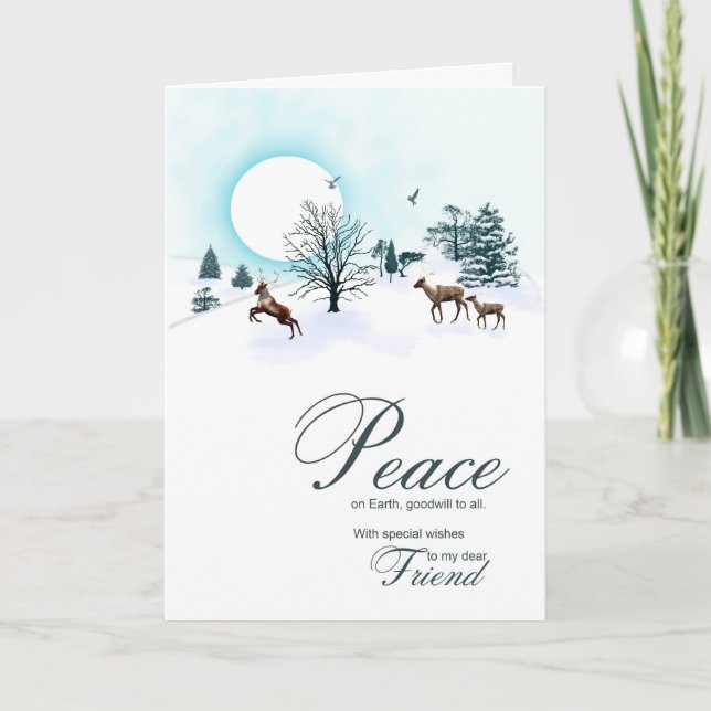 Tarjeta Festiva Amigo, Navidades con renos (Anverso)