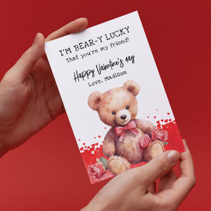 Tarjeta Festiva Amigo oso de peluche acuarela día de San Valentín