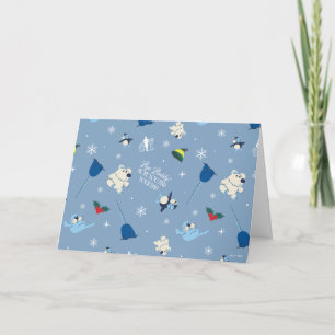 Tarjeta Festiva Amigos Animales Patrón Invernal "Adiós Amigo"