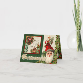 Tarjeta Festiva Amigos antiguos, Holly y palomas Navidades elegant