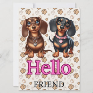 Tarjeta Festiva Amigos de Cute Dachshund