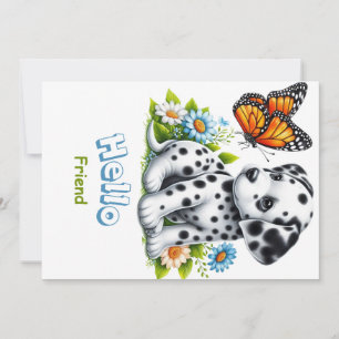 Tarjeta Festiva Amigos de Cute Dalmatian/Butterfly