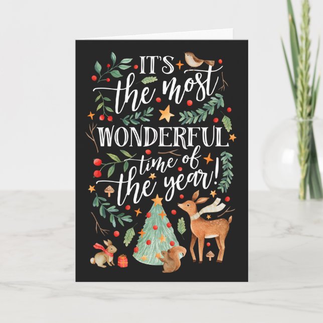 Tarjeta Festiva Amigos de los bosques | Negra | (Anverso)