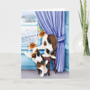 Tarjeta Festiva Amigos de salón Wire Fox Terrier