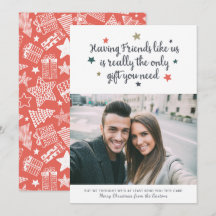 Amigos divertidos Navidades modernos foto blanca