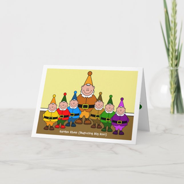 Tarjeta Festiva Amigos Elves (con Big Ron) (Anverso)