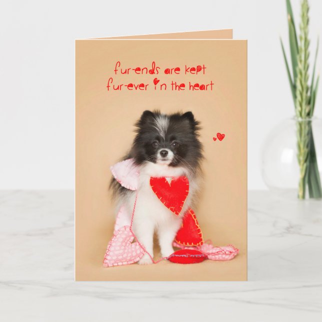 Tarjeta Festiva Amigos por siempre Pomeranian Puppy Valentine (Anverso)