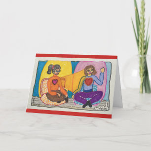 Tarjeta Festiva Amistad con corazones abiertos