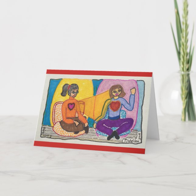 Tarjeta Festiva Amistad con corazones abiertos (Anverso)