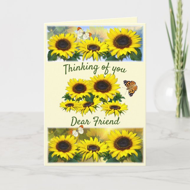 Tarjeta Festiva Amistad Cristiana Personalizada Sunny Sunflower (Anverso)